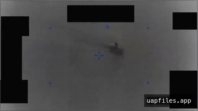 DOW-UAP-PR088, an infrared display over open water with a small dark object near the reticle