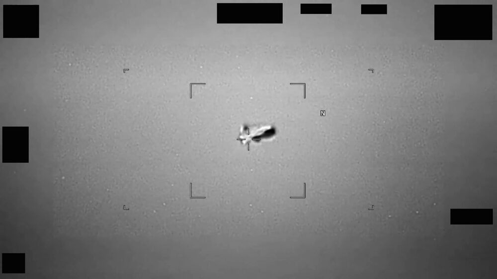 PURSUE infrared sensor footage — an object held in a U.S. military targeting reticle
